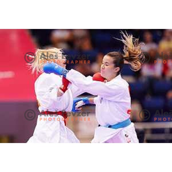 Tjasa Ristic of Slovenia in action during semi-final of Women\'s Karate Kumite -61 kg at 2nd European Games, Minsk, Belarus on June 30, 2019