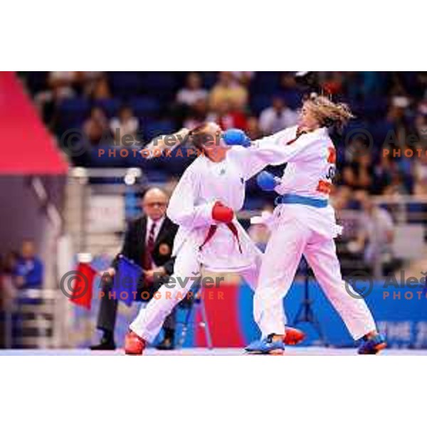 Tjasa Ristic of Slovenia in action during semi-final of Women\'s Karate Kumite -61 kg at 2nd European Games, Minsk, Belarus on June 30, 2019