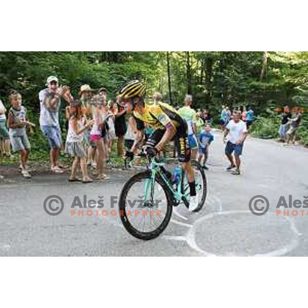 Primoz Roglic competes at Men\'s Road Race at Slovenian National Cycling Championships in Radovljica on June 30, 2019