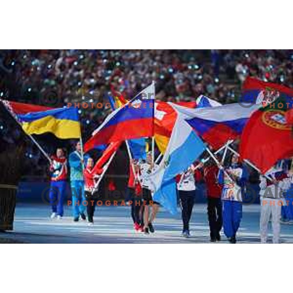 Tjasa Ristic, flag bearer for Slovenia at Closing Ceremony of 2nd European Games, Minsk, Belarus on June 30, 2019