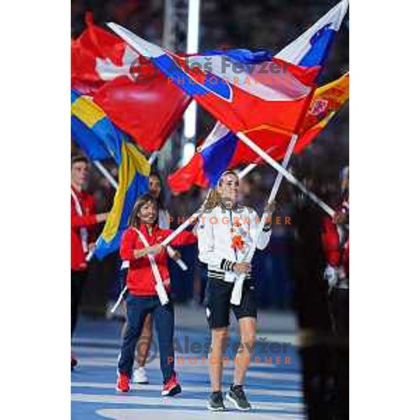 Tjasa Ristic, flag bearer for Slovenia at Closing Ceremony of 2nd European Games, Minsk, Belarus on June 30, 2019