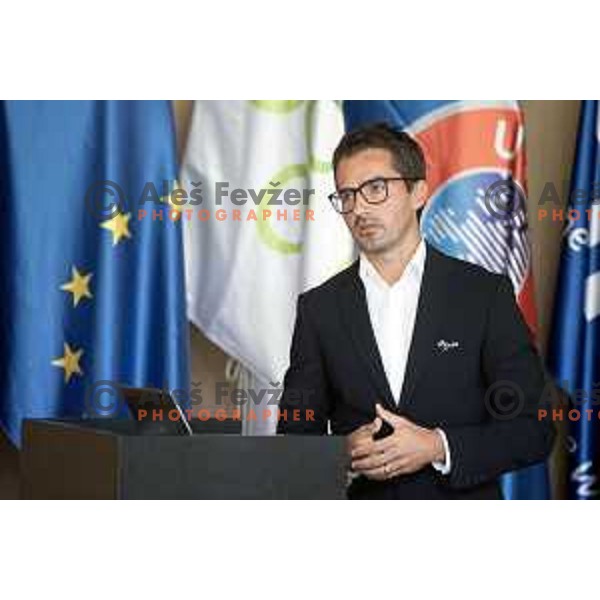 Jure Praprotnik at Press conference with all coaches before start of Prva liga Telekom Slovenije season 2019/2020 in NNC Brdo, Slovenia on July 8, 2019