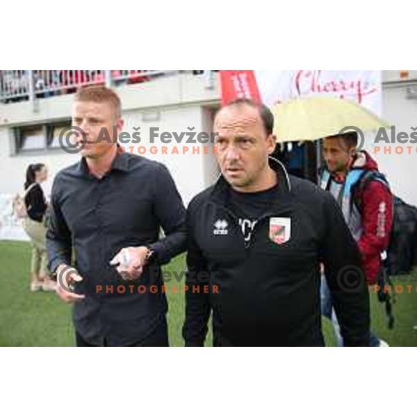 Andrej Razdrh and Darko Karapetrovic during Prva Liga Telekom Slovenije 2019/2020 football match between Tabor Cherry Box 24 and Aluminij in Sezana, Slovenia on July 13, 2019