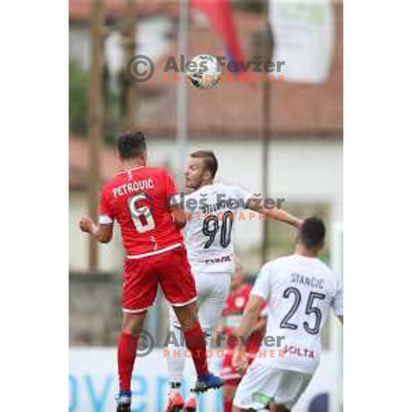 action during Prva Liga Telekom Slovenije 2019/2020 football match between Tabor Cherry Box 24 and Aluminij in Sezana, Slovenia on July 13, 2019