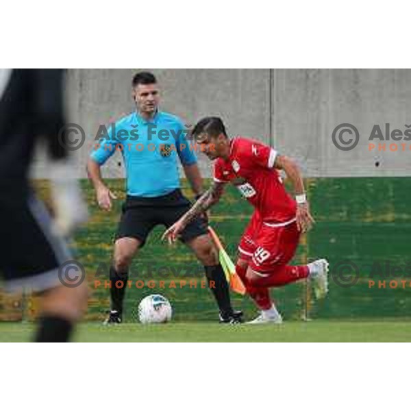 action during Prva Liga Telekom Slovenije 2019/2020 football match between Tabor Cherry Box 24 and Aluminij in Sezana, Slovenia on July 13, 2019