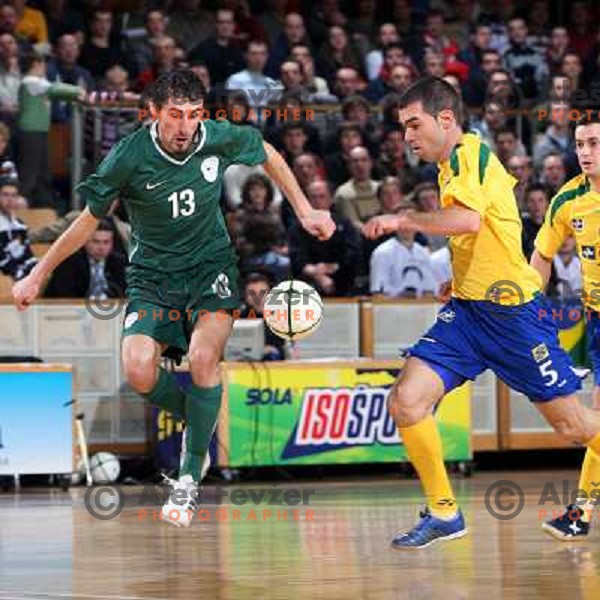 Goranovic (13) at friendly futsal match Slovenia-Brasil in Hala Tivoli, Ljubljana, Slovenia on 21.2.2008. Brasil won 6:3 (5:1) in front of 4000 spectators. 