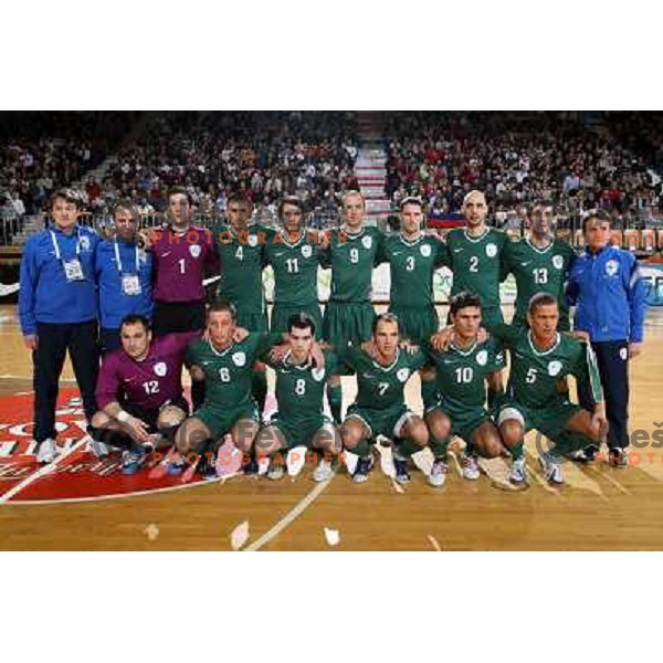 Slovenia futsal national team before friendly futsal match Slovenia-Brasil in Hala Tivoli, Ljubljana, Slovenia on 21.2.2008. Brasil won 6:3 (5:1) in front of 4000 spectators. 
