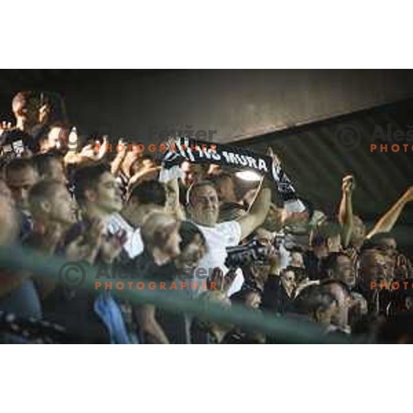 Fans of Mura during Prva liga Telekom Slovenije 2019/20 football match between Mura and Maribor in Fazanerija, Murska Sobota, Slovenia on August 3, 2019