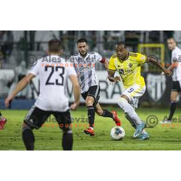 Alen Kozar, Marcos Tavares in action during Prva liga Telekom Slovenije 2019/20 football match between Mura and Maribor in Fazanerija, Murska Sobota, Slovenia on August 3, 2019