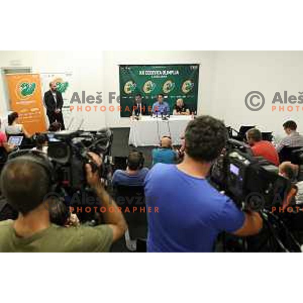 Tine Ruzic during press conference of KK Cedevita Olimpija before start of 2019/2020 basketball season in Stozice, Ljubljana, Slovenia in August 7, 2019