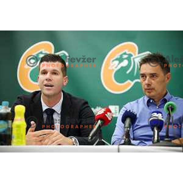 Sani Becirovic and Davor Uzbinec during press conference of KK Cedevita Olimpija before start of 2019/2020 basketball season in Stozice, Ljubljana, Slovenia in August 7, 2019