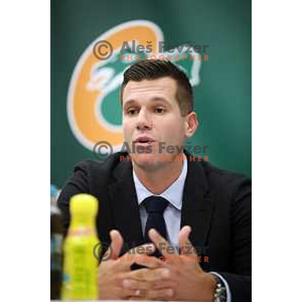 Sani Becirovic during press conference of KK Cedevita Olimpija before start of 2019/2020 basketball season in Stozice, Ljubljana, Slovenia in August 7, 2019