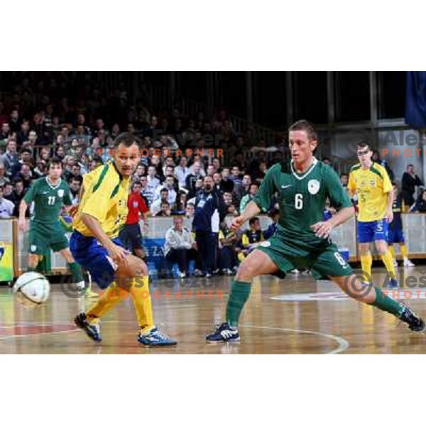 Drobnic (6) at friendly futsal match Slovenia-Brasil in Hala Tivoli, Ljubljana, Slovenia on 21.2.2008. Brasil won 6:3 (5:1) in front of 4000 spectators. 