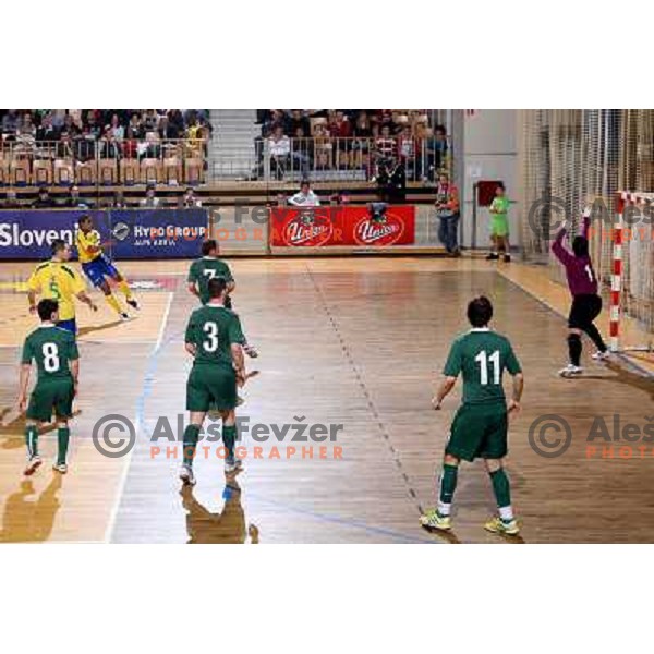 Cafe scores goal for Brasil at friendly futsal match Slovenia-Brasil in Hala Tivoli, Ljubljana, Slovenia on 21.2.2008. Brasil won 6:3 (5:1) in front of 4000 spectators. 