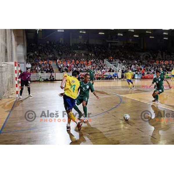 RAto (14), Ibisimovic (5) and Simeunovic (10) at friendly futsal match Slovenia-Brasil in Hala Tivoli, Ljubljana, Slovenia on 21.2.2008. Brasil won 6:3 (5:1) in front of 4000 spectators. 