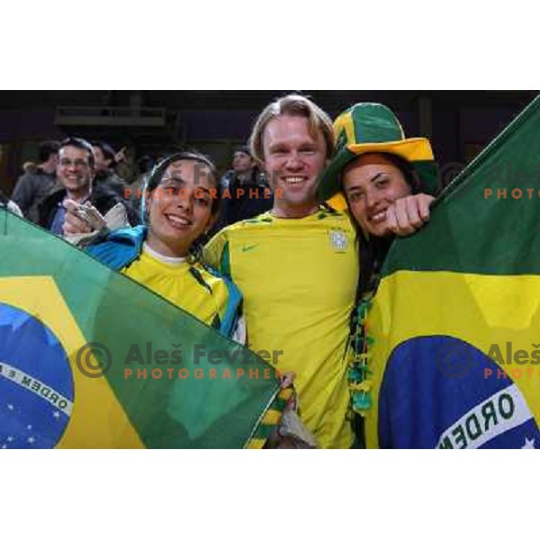 Brasil fans at friendly futsal match Slovenia-Brasil in Hala Tivoli, Ljubljana, Slovenia on 21.2.2008. Brasil won 6:3 (5:1) in front of 4000 spectators. 