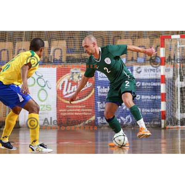 Cafe (6) and Osojnik (2) at friendly futsal match Slovenia-Brasil in Hala Tivoli, Ljubljana, Slovenia on 21.2.2008. Brasil won 6:3 (5:1) in front of 4000 spectators. 