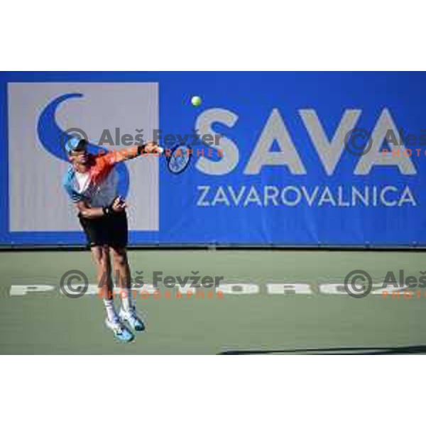 Blaz Rola playing at ATP Slovenia Open Challenger in Portoroz, Slovenia on August 16, 2019