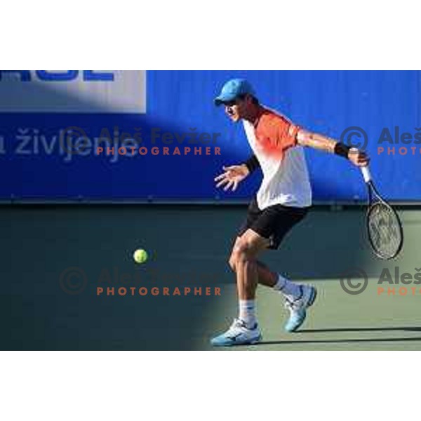 Blaz Rola playing at ATP Slovenia Open Challenger in Portoroz, Slovenia on August 16, 2019