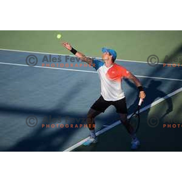 Blaz Rola playing at ATP Slovenia Open Challenger in Portoroz, Slovenia on August 16, 2019