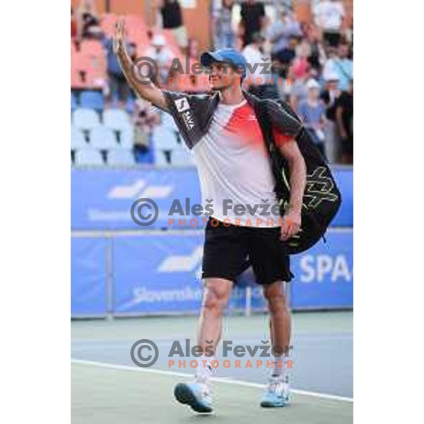 Blaz Rola playing at ATP Slovenia Open Challenger in Portoroz, Slovenia on August 16, 2019