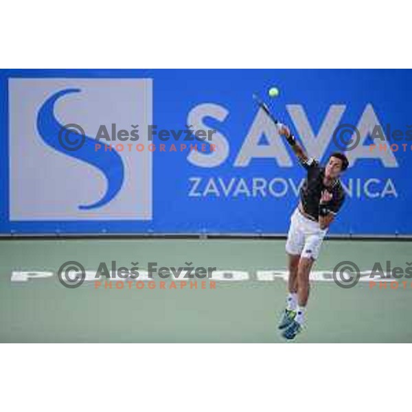 Aljaz Bedene playing at ATP Slovenia Open Challenger in Portoroz, Slovenia on August 16, 2019