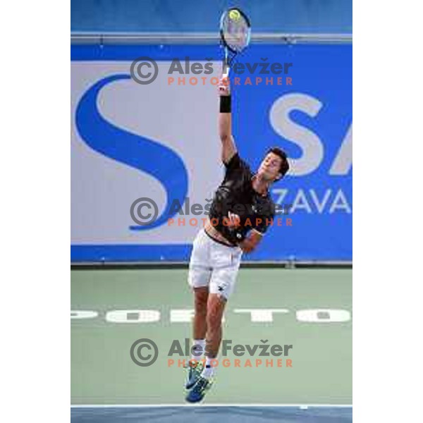 Aljaz Bedene playing at ATP Slovenia Open Challenger in Portoroz, Slovenia on August 16, 2019