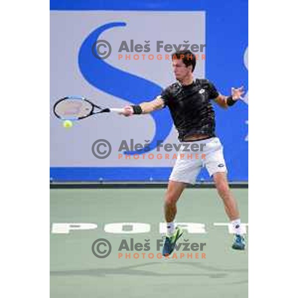 Aljaz Bedene playing at ATP Slovenia Open Challenger in Portoroz, Slovenia on August 16, 2019