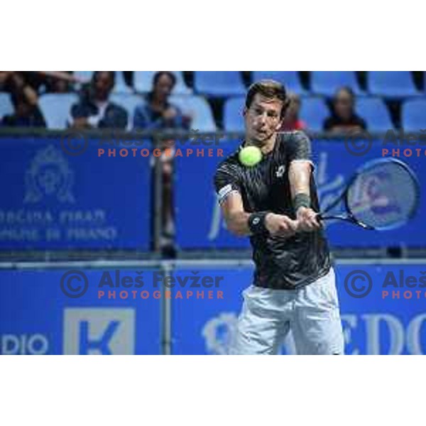 Aljaz Bedene playing at ATP Slovenia Open Challenger in Portoroz, Slovenia on August 16, 2019