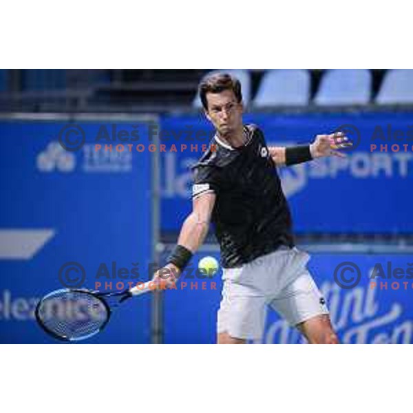 Aljaz Bedene playing at ATP Slovenia Open Challenger in Portoroz, Slovenia on August 16, 2019