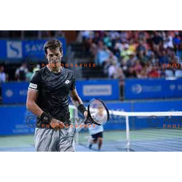 Aljaz Bedene playing at ATP Slovenia Open Challenger in Portoroz, Slovenia on August 16, 2019