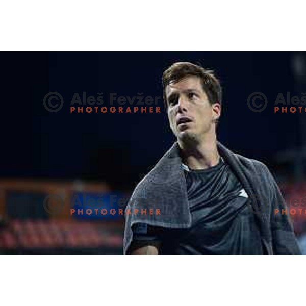 Aljaz Bedene playing at ATP Slovenia Open Challenger in Portoroz, Slovenia on August 16, 2019