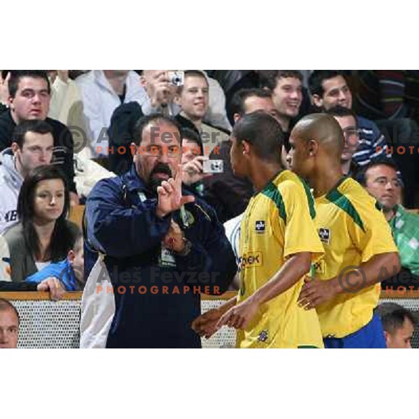 Brasilian coach at friendly futsal match Slovenia-Brasil in Hala Tivoli, Ljubljana, Slovenia on 21.2.2008. Brasil won 6:3 (5:1) in front of 4000 spectators. 
