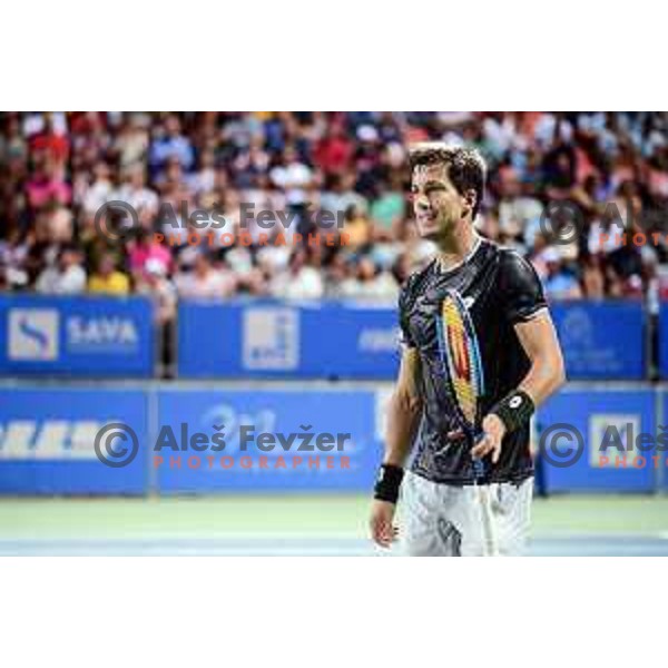 Aljaz Bedene, winner of ATP Slovenia Open Challenger in action at Marina Center, Portoroz, Slovenia on August 18, 2019