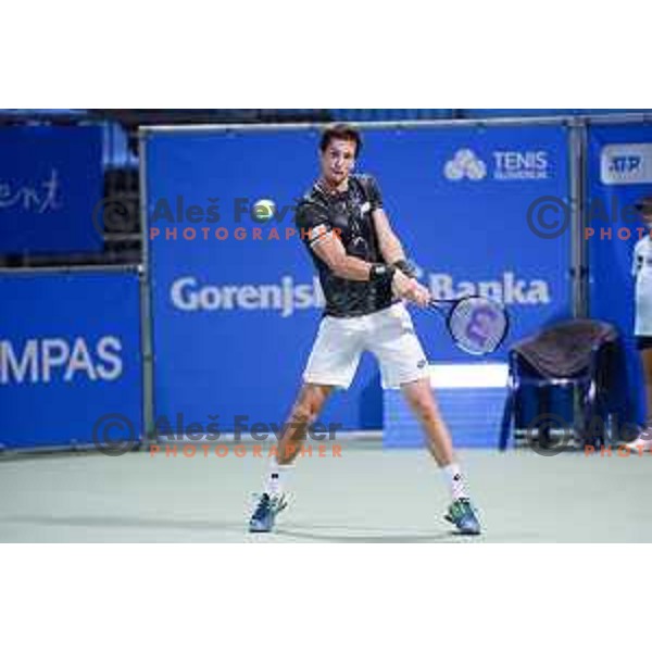 Aljaz Bedene, winner of ATP Slovenia Open Challenger in action at Marina Center, Portoroz, Slovenia on August 18, 2019