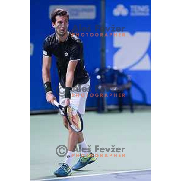 Aljaz Bedene, winner of ATP Slovenia Open Challenger in action at Marina Center, Portoroz, Slovenia on August 18, 2019