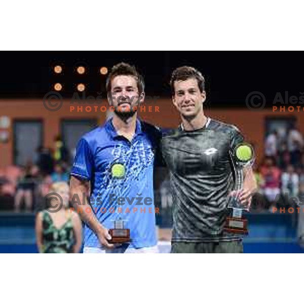 Viktor Durasovic, runner up and Aljaz Bedene, winner of ATP Slovenia Open Challenger in Portoroz, Slovenia on August 18, 2019