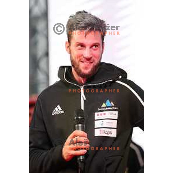 Jernej Kruder at Reception for Slovenia climbing team after return from World Free Climbing Championships in Japan in front of Ljubljana Town Hall, Slovenia on August 23, 2019