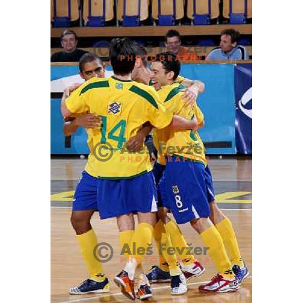 Brasil futsal players at friendly futsal match Slovenia-Brasil in Hala Tivoli, Ljubljana, Slovenia on 21.2.2008. Brasil won 6:3 (5:1) in front of 4000 spectators. 