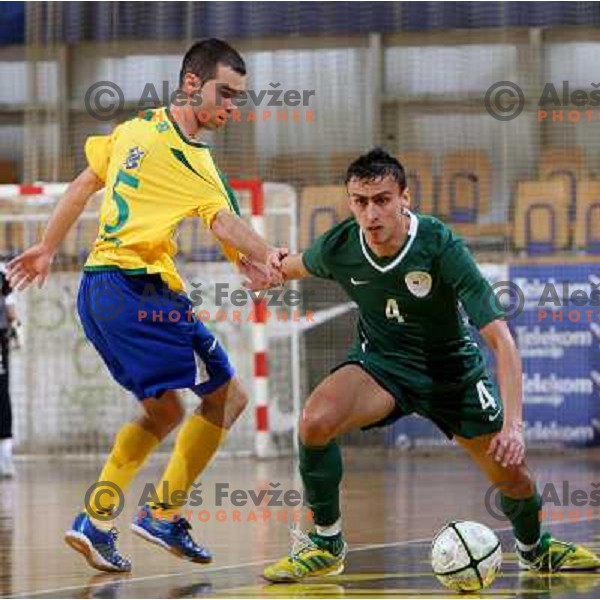 Carlinhos (5) and Radiskovic (4) at friendly futsal match Slovenia-Brasil in Hala Tivoli, Ljubljana, Slovenia on 21.2.2008. Brasil won 6:3 (5:1) in front of 4000 spectators. 