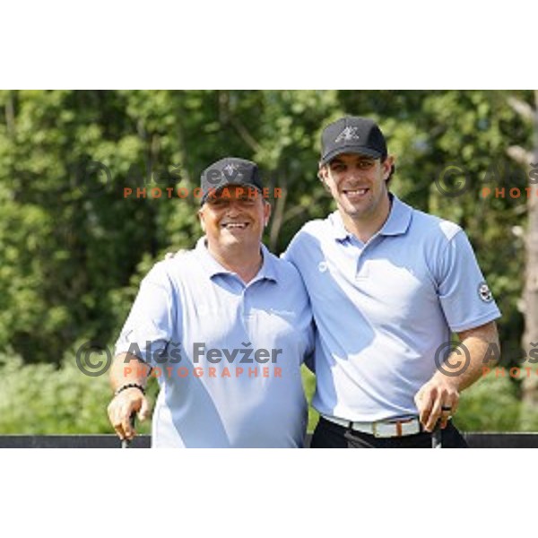 Joc Pececnik and Anze Kopitar during 9.Rdeca Zoga Anze Kopitar Charity Trophy at Royal Bled golf course, Slovenia on August 31, 2019