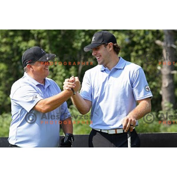 Joc Pececnik and Anze Kopitar during 9.Rdeca Zoga Anze Kopitar Charity Trophy at Royal Bled golf course, Slovenia on August 31, 2019