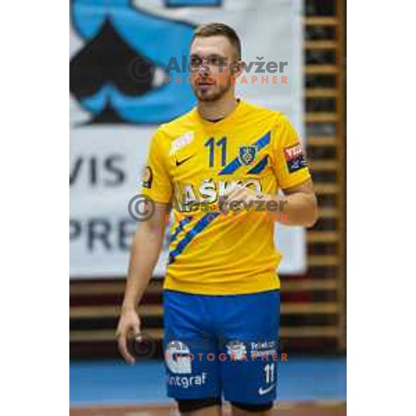 Gal Marguc during Slovenian Supercup handball match between Gorenje Velenje and Celje Pivovarna Lasko in Slovenj Gradec, Slovenia on August 30, 2019