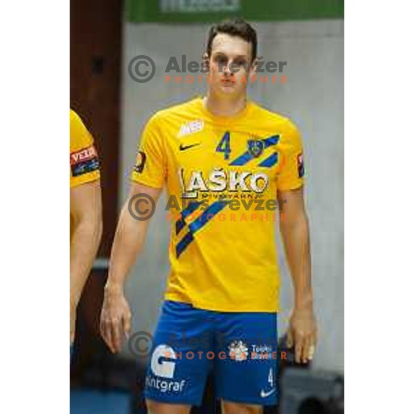 Tobias Cvetko during Slovenian Supercup handball match between Gorenje Velenje and Celje Pivovarna Lasko in Slovenj Gradec, Slovenia on August 30, 2019