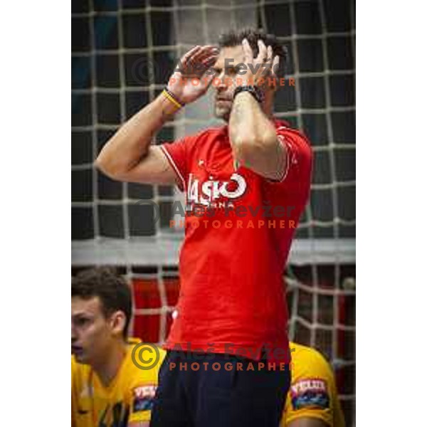 Tomaz Ocvirk, head coach of Celje PL during Slovenian Supercup handball match between Gorenje Velenje and Celje Pivovarna Lasko in Slovenj Gradec, Slovenia on August 30, 2019