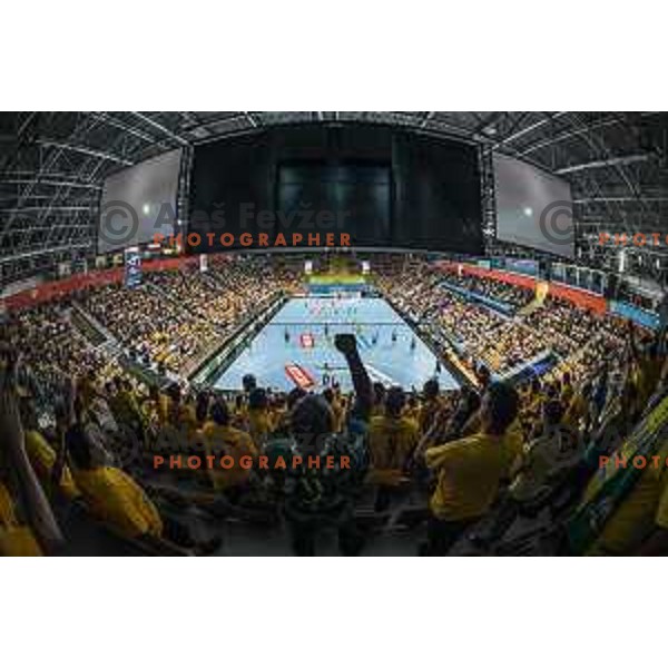 Fans of Celje PL during Velux EHF Champions League 2019/20 handball match between Celje Pivovarna Lasko and Flensburg in Zlatorog Arena, Celje, Slovenia on September 15, 2019