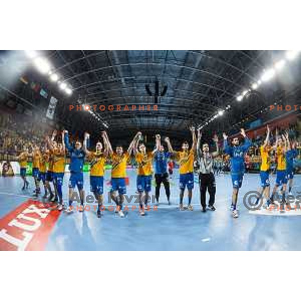 Players of Celje PL after Velux EHF Champions League 2019/20 handball match between Celje Pivovarna Lasko and Flensburg in Zlatorog Arena, Celje, Slovenia on September 15, 2019