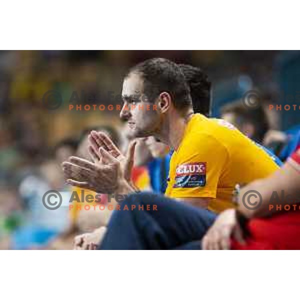 Patrik Leban in action during Velux EHF Champions League 2019/20 handball match between Celje Pivovarna Lasko and Flensburg in Zlatorog Arena, Celje, Slovenia on September 15, 2019