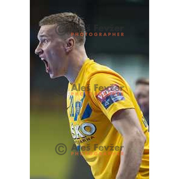 Jan Grebenc in action during Velux EHF Champions League 2019/20 handball match between Celje Pivovarna Lasko and Flensburg in Zlatorog Arena, Celje, Slovenia on September 15, 2019