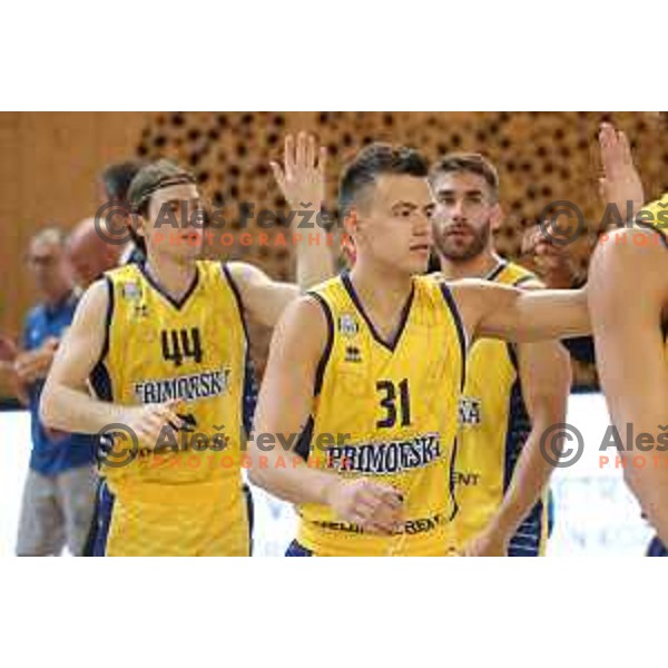Zan Mark Sisko in action during Slovenian Super Cup basketball match between Koper Primorska and Hopsi Polzela in Podcetrtek Sports Hall, Slovenia on September 17, 2019